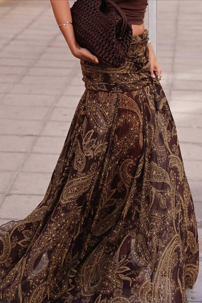 Paisley Print Slim Fit Maxi Skirt