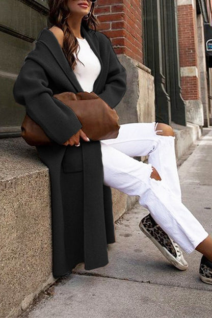 Color Long Sleeve Wool Overcoat