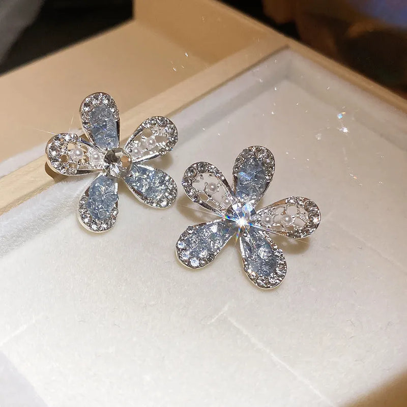 Elegant Crystal Flower Earrings