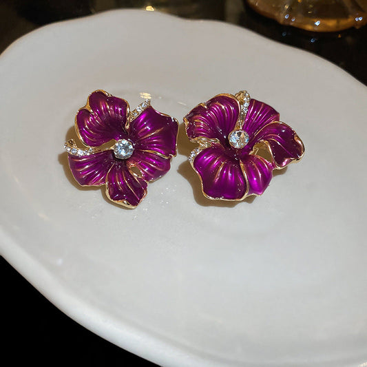Elegant Purple Flower Earrings