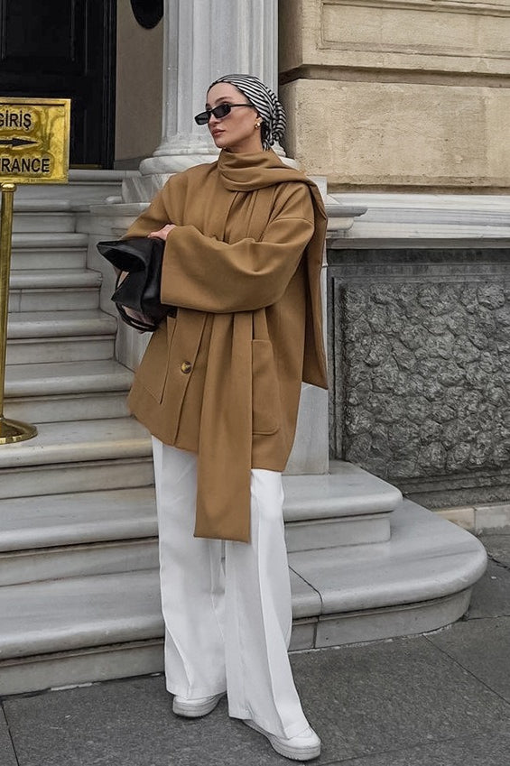 British-style Wool Midi Oversized Coat