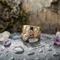 Vintage Gold Inlaid Stones Ring