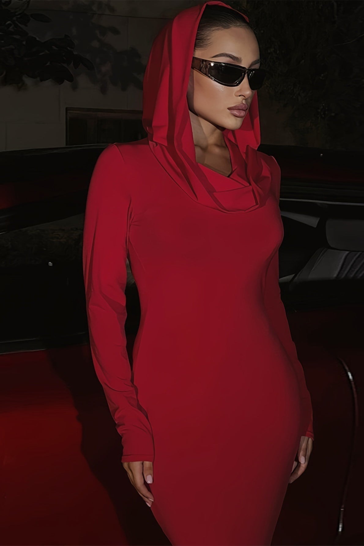 Slim Hooded Mermaid Maxi Dress