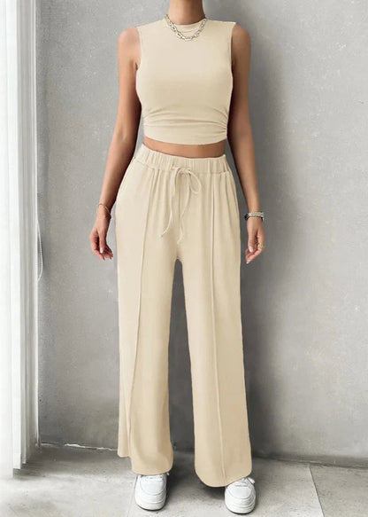 Urban Allure - Sleeveless Top and Wide-leg Pants Set