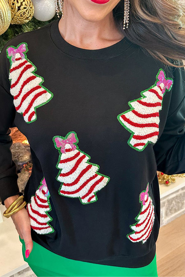 Christmas Tree Sequined Loose Sweatshirt