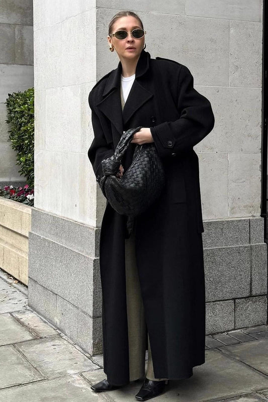 Long Line Notch Collar Tied Overcoat