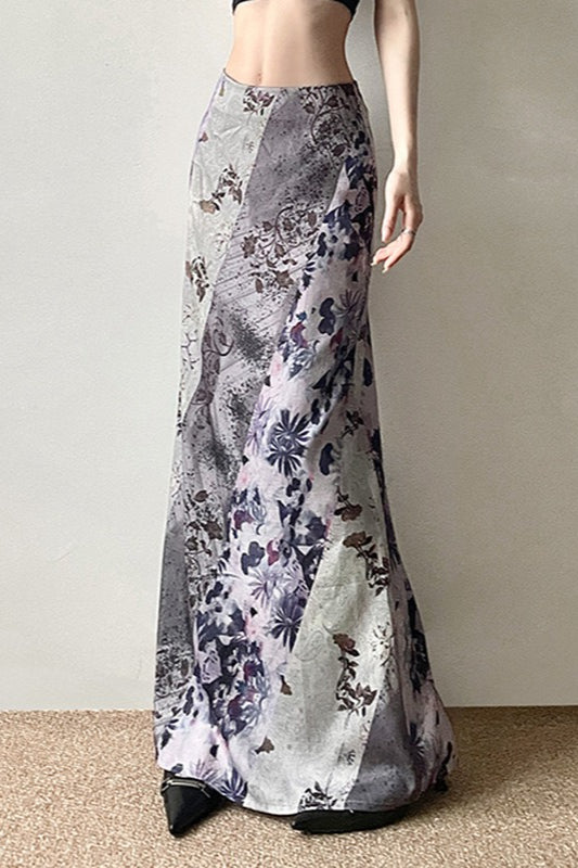Botanical Print Bodycon Maxi Skirt