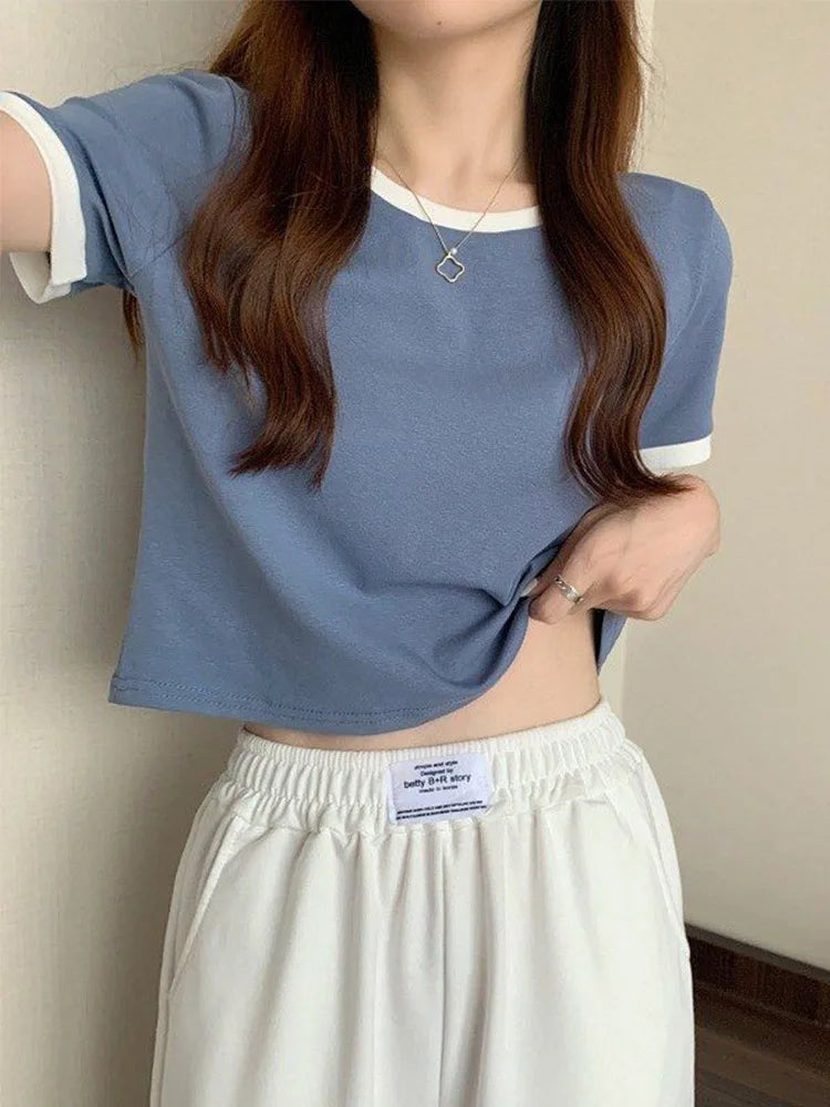 Brand New ’s T-shirt O-neck Short Tee T-shirt Woman T Shirt Tops Tees Slim Bottom Young Style Shirts for Female