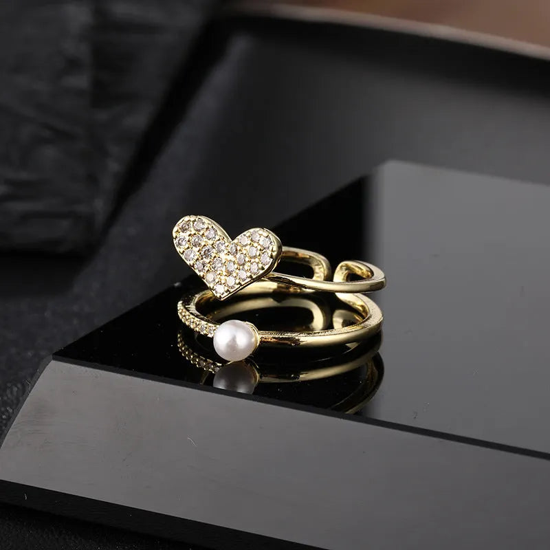 Elegant Pearl Heart Ring