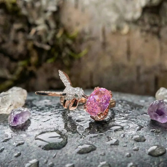 Elegant Hummingbird Pink Ring