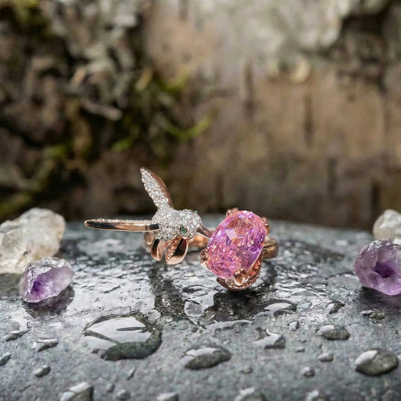 Elegant Hummingbird Pink Ring