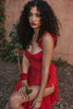 Cherry Ruffle Maxi Dress-red