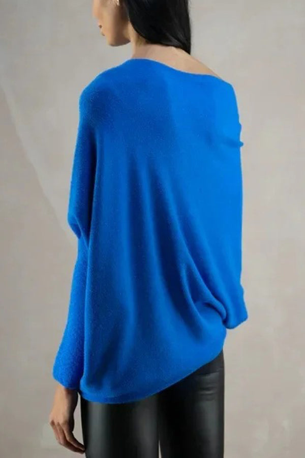 Color Round Neck Long Sleeve Loose Knitted Sweater