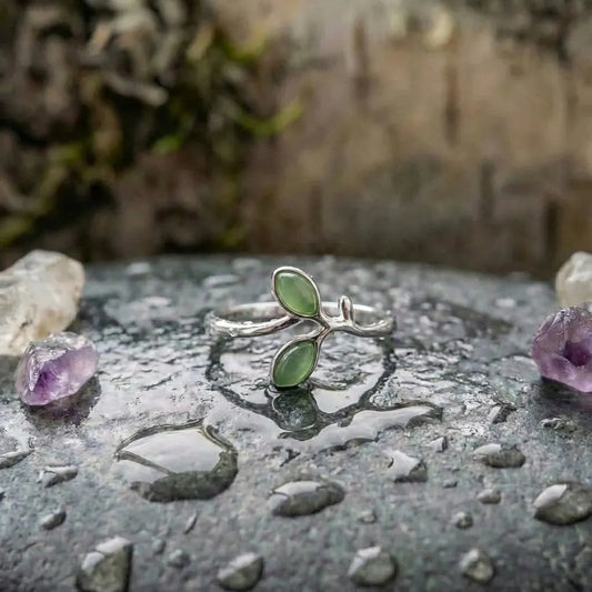 Elegant Foliage Silver Ring