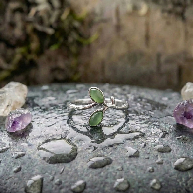 Elegant Foliage Silver Ring