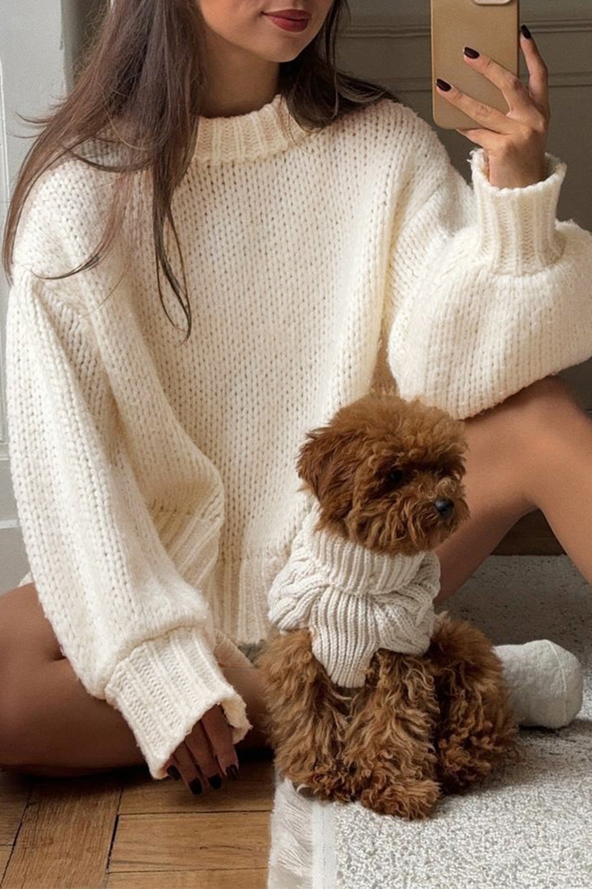 Minimalist Color Loose Crewneck Knit Sweater