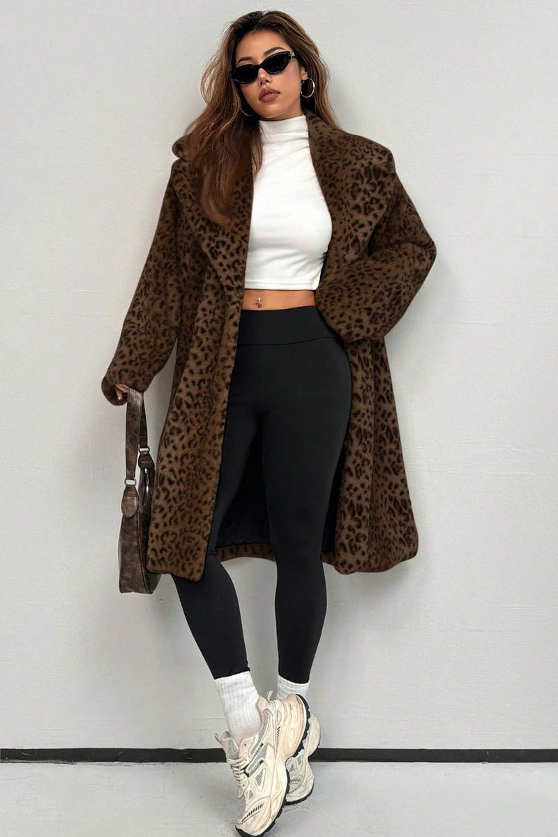 Plush Faux Fur Mid-length Overcoat