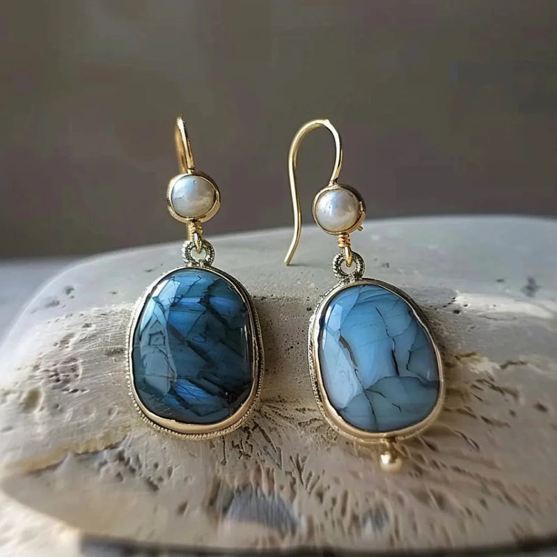 Elegant Labradorite Pearl Earrings