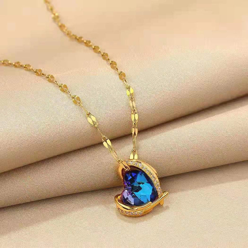 Elegant Blue Crystal Necklace