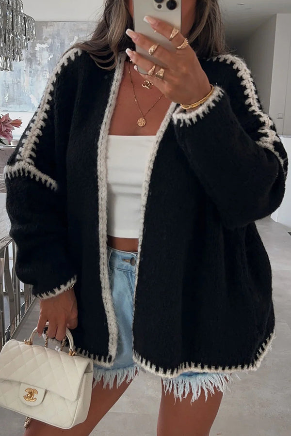 Fashionable Long-sleeved Loose Knitted Cardigan