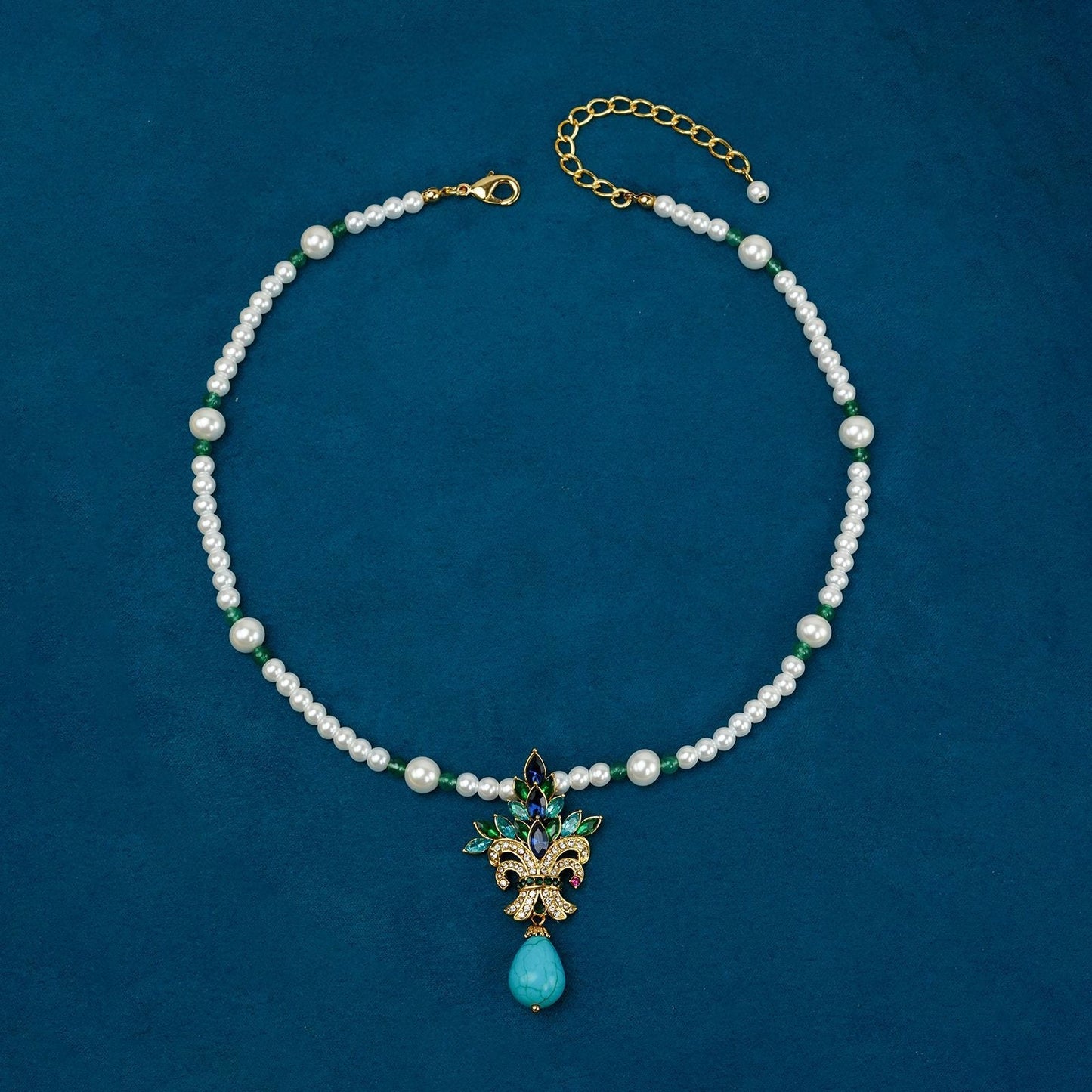 Elegant Pearl Turquoise Necklace