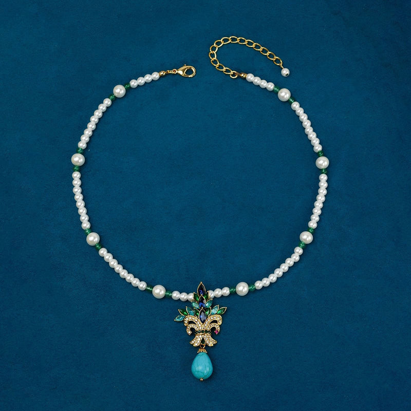 Elegant Pearl Turquoise Necklace