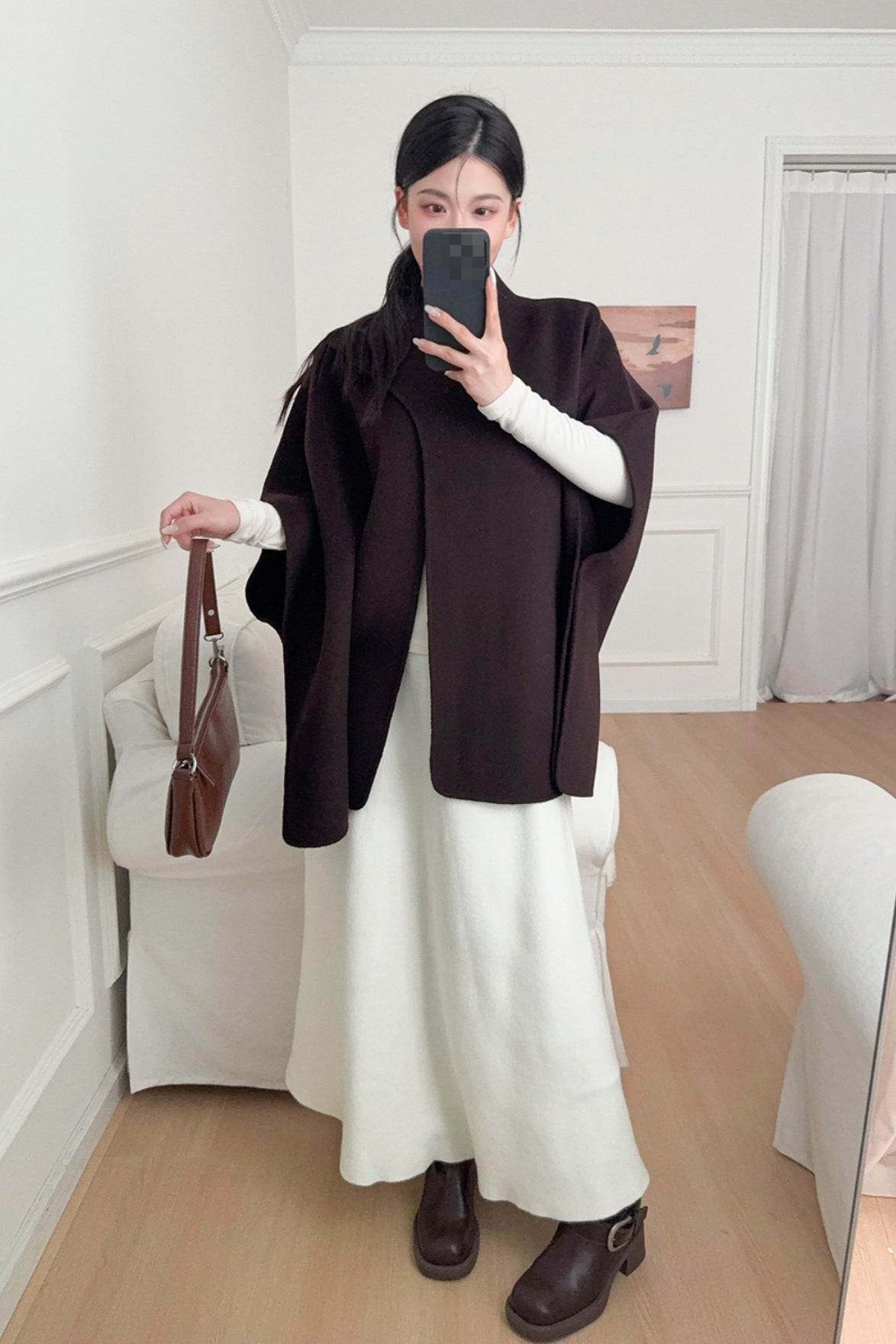 Wool Tencel Scarf Shawl Cape Irregular Coat