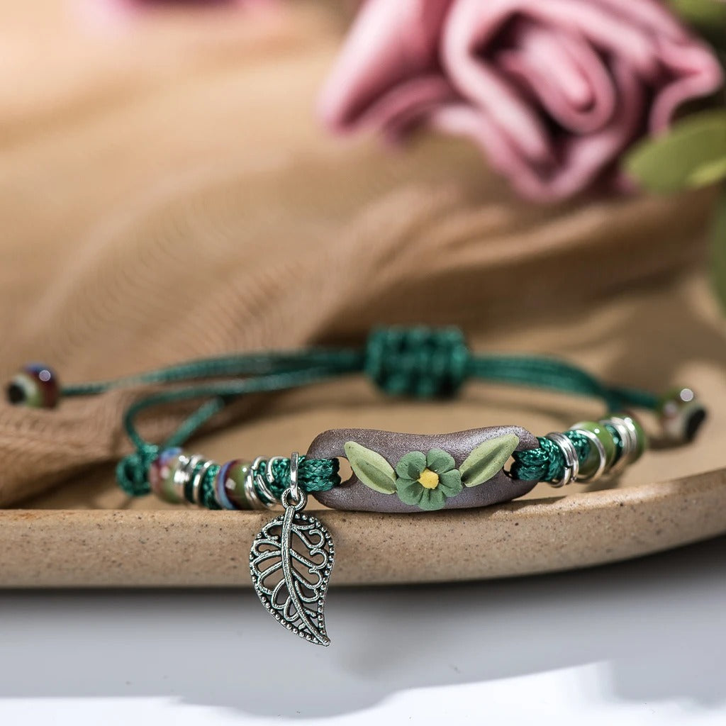 Bohemian Leaf Charm Bracelet