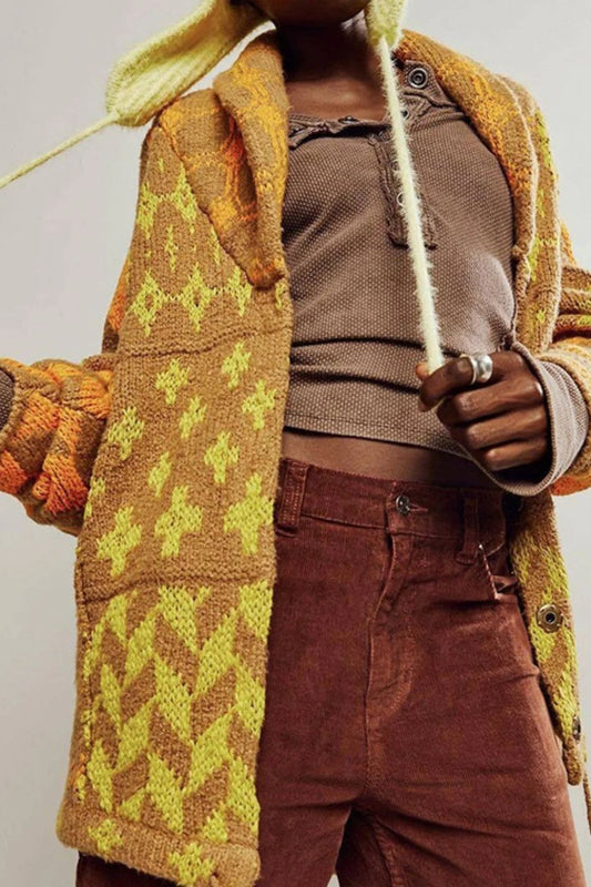 Abstract Y2k Loose Long Sleeve Knit Cardigan