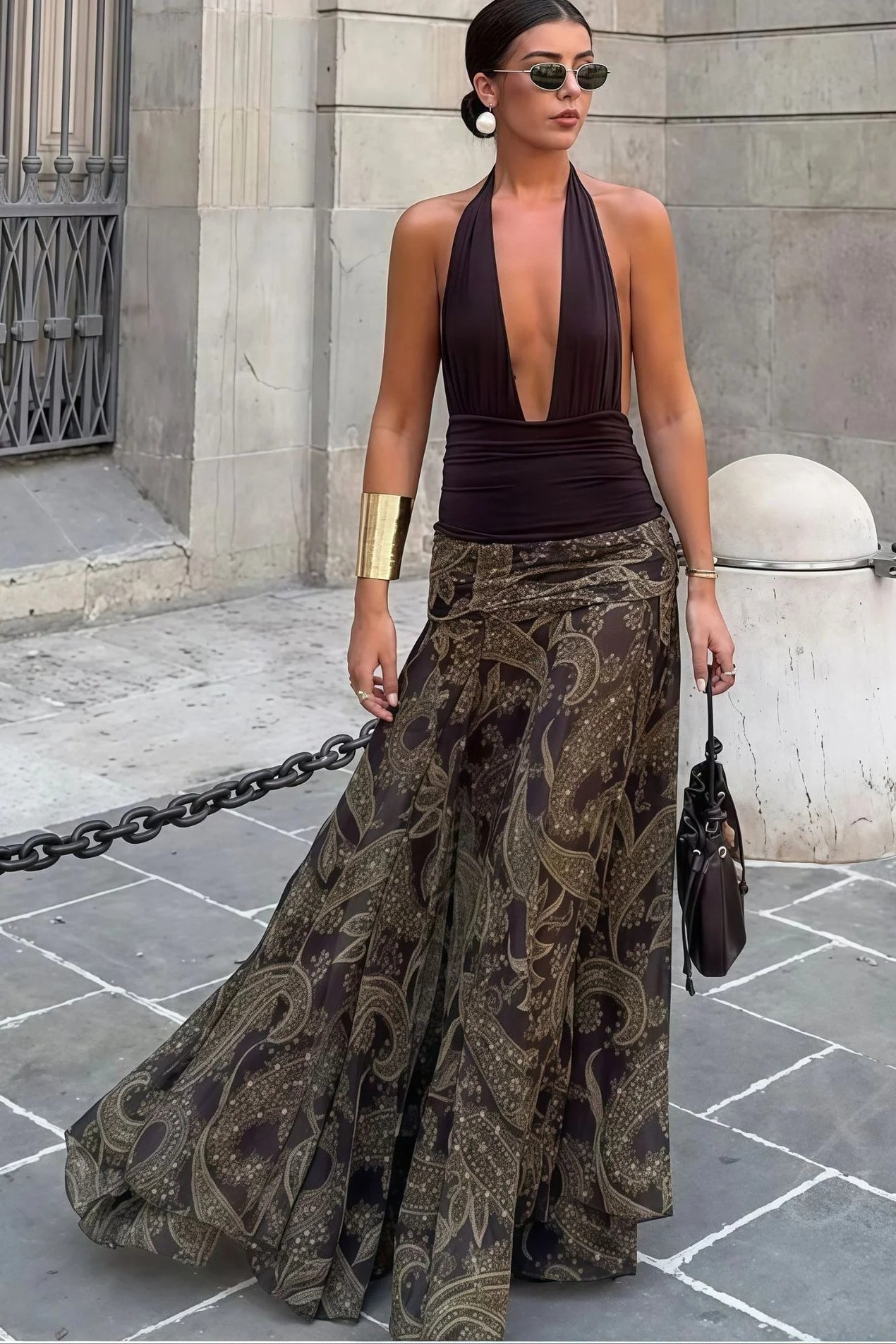 Paisley Print Slim Fit Maxi Skirt