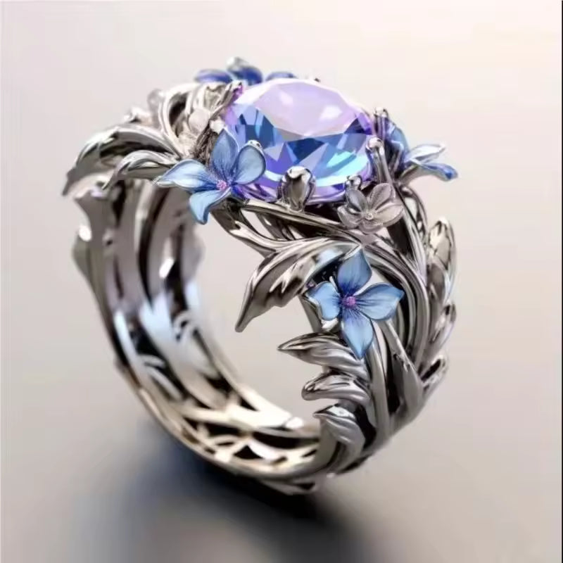 Romantic Amethyst Flower Ring