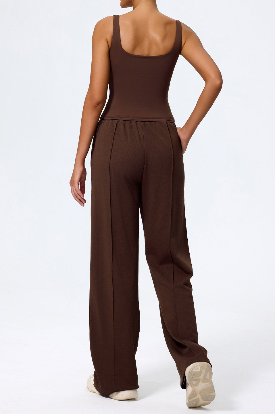 Relaxed Straight Leg High Waist Knit Pants