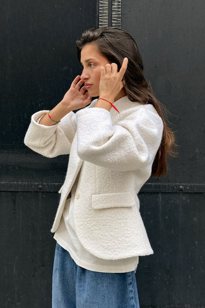 Wool V-neck Thickened Pocket Coat
