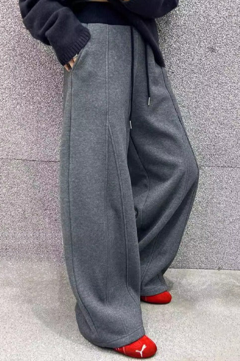 Color Fluid Wide Leg Fleece Sweat Pants