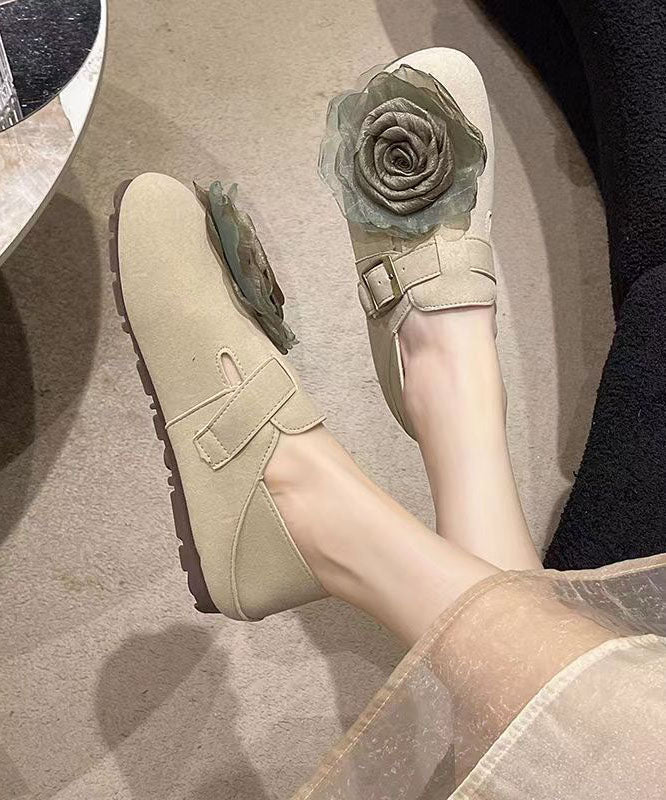 Khaki Faux Leather Soft Splicing Flat Shoes for