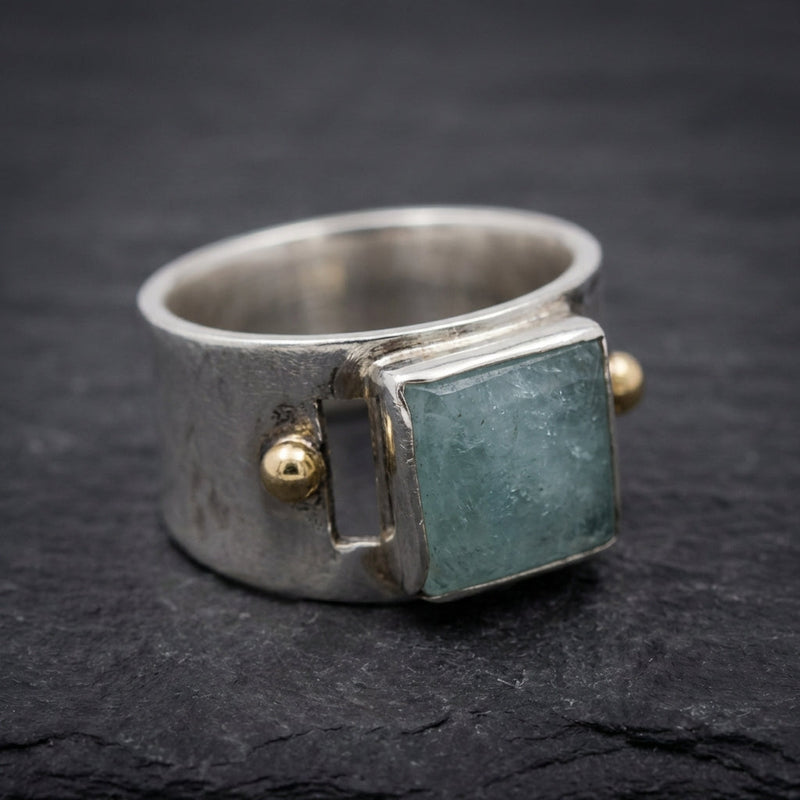Vintage Green Square Moonstone Ring