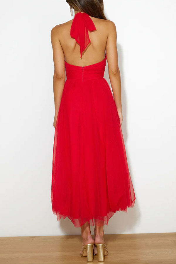 French Fairy, Ethereal Chiffon Patchwork Detail Suspender Long Dress
