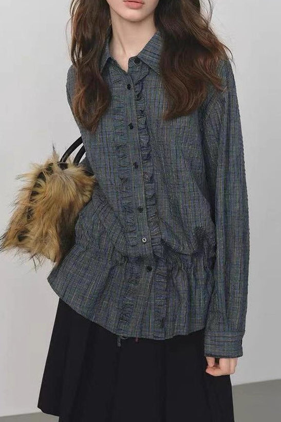 Textured Plaid Blouse