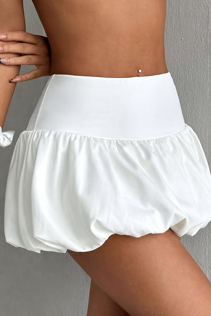 High Waist Lined Anti-exposure Bubble Mini Skirt