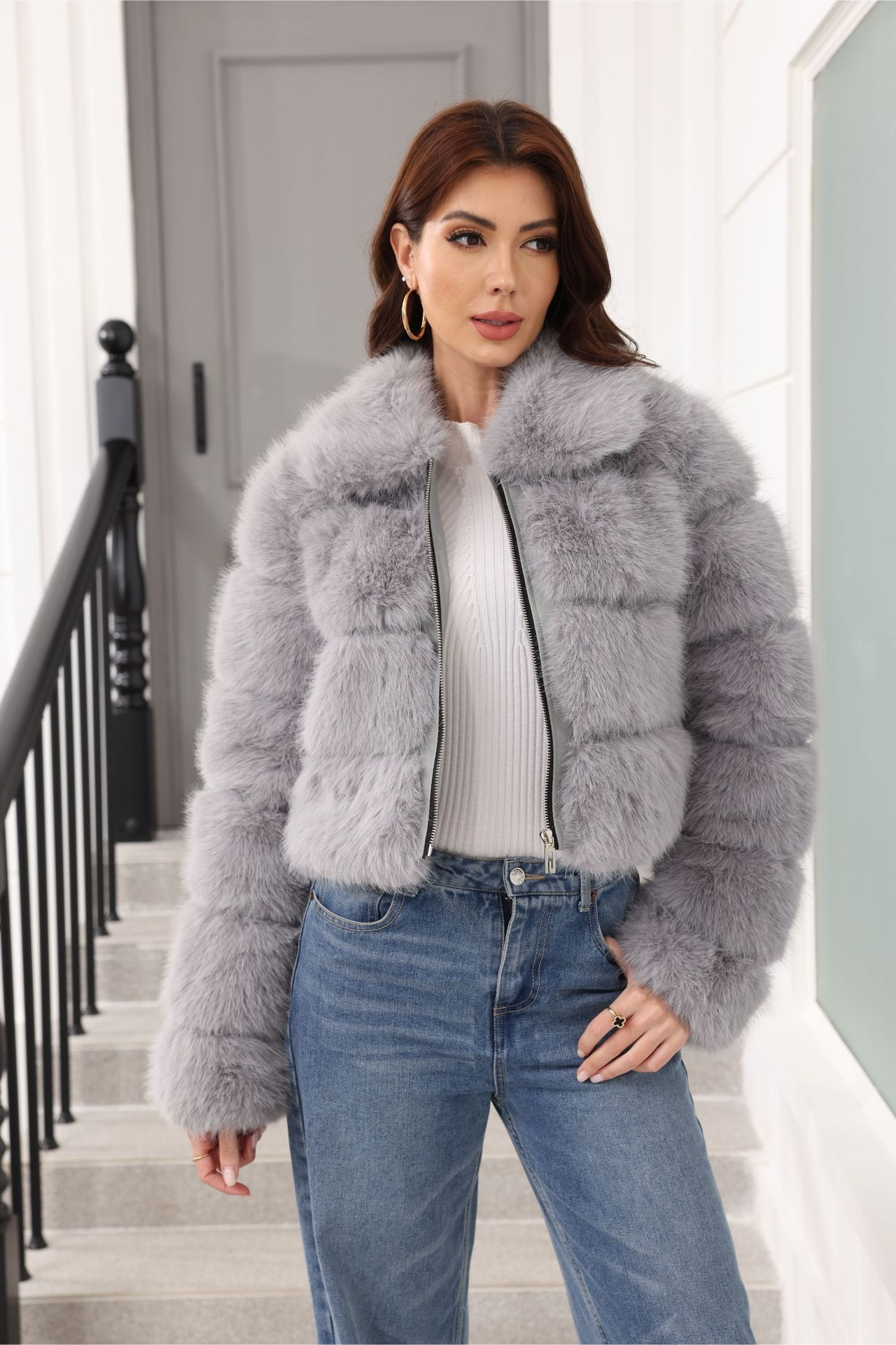 Short Faux Fur Classic Coat