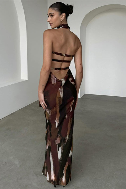 Strapless Print Bodycon Maxi Dress