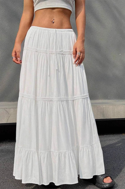 Ballet Gentle White Low Waist a Line Maxi Skirt