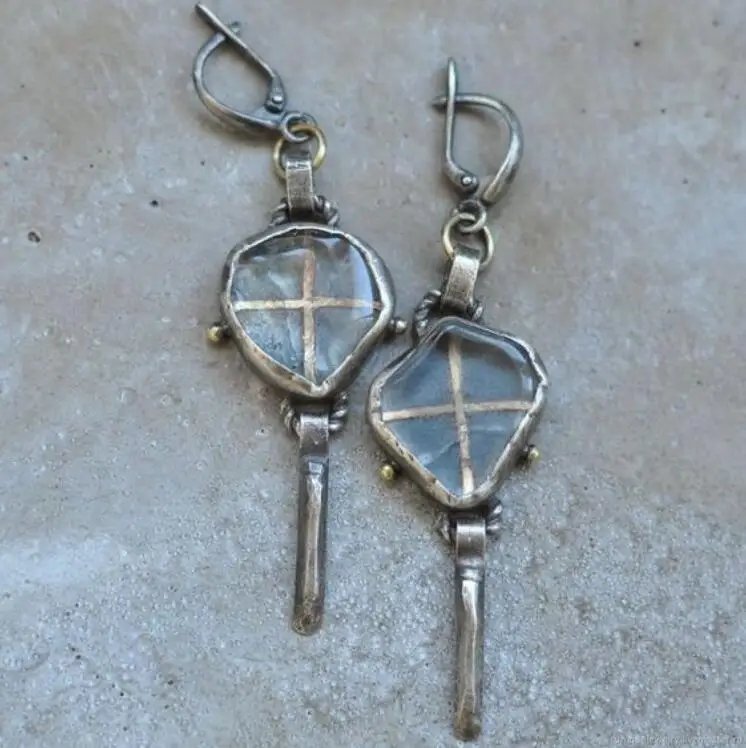 Vintage Silver Geometric Earrings