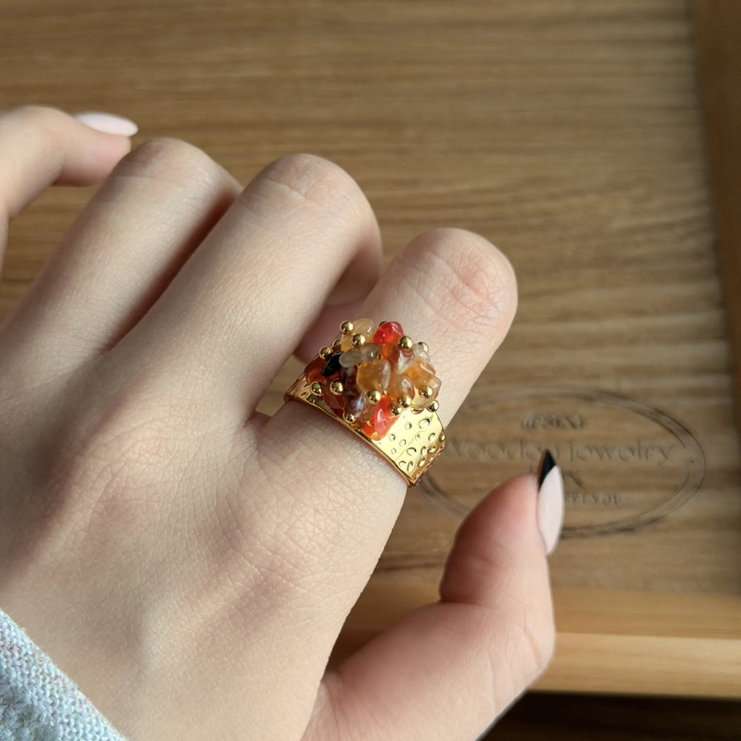 Vintage Citrine Cluster Ring