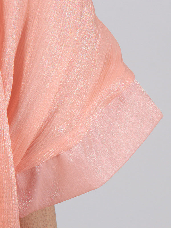 High-low Loose Pleated Split-joint Stand Collar Mini Dresses