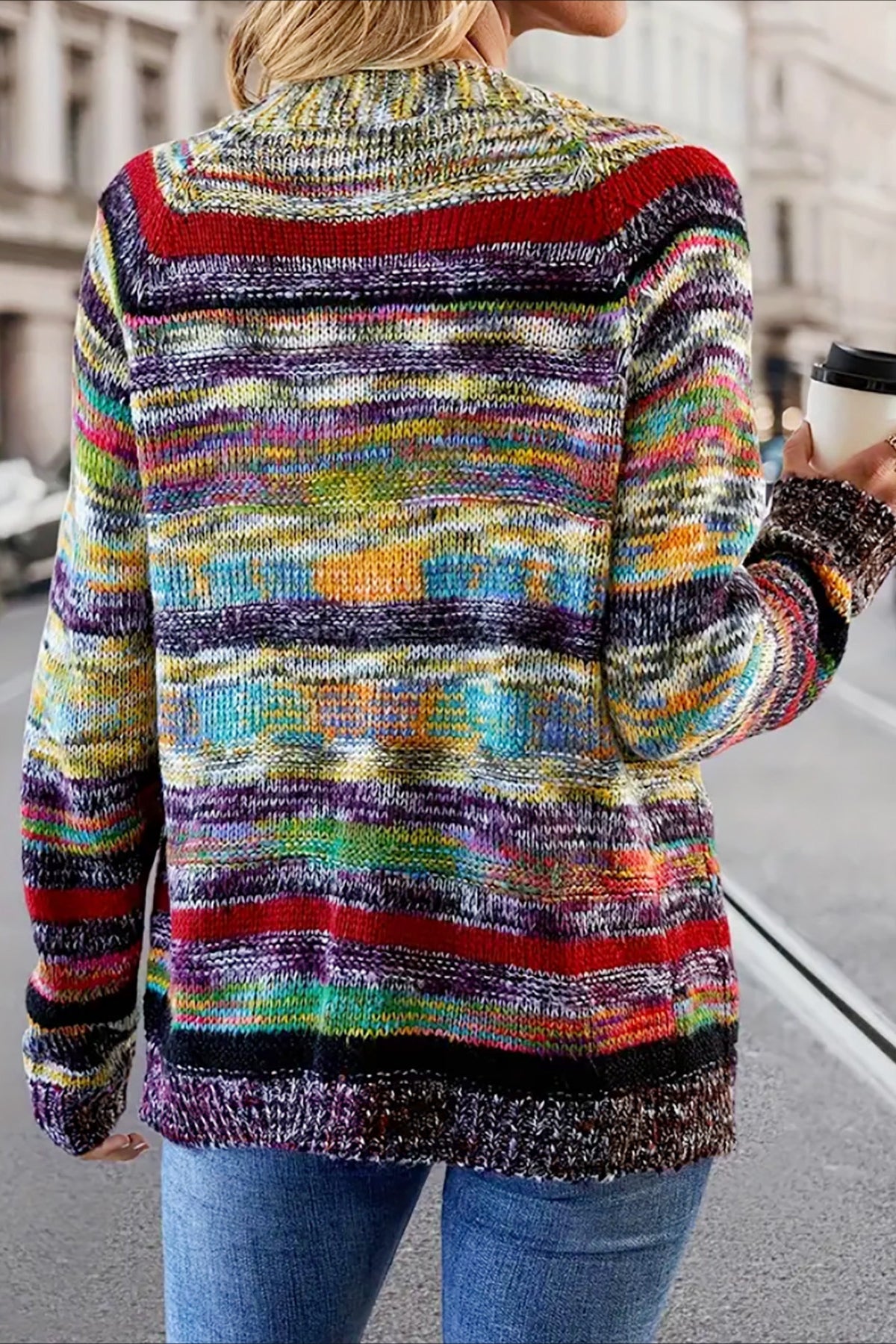Striped Long Sleeve Knit Cardigan