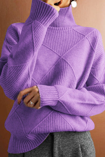 Color Turtleneck Loose Warm Knitted Sweater