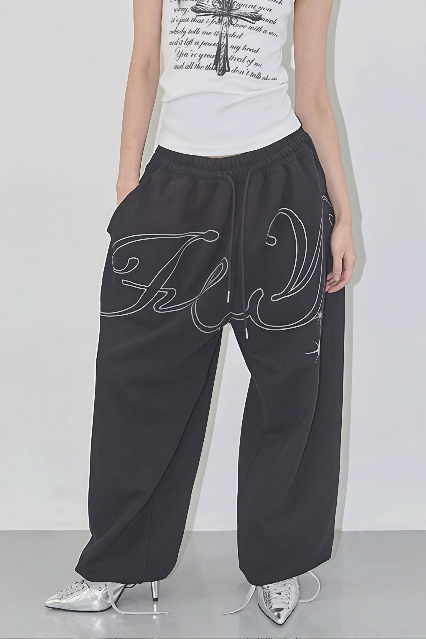 Hip Hop Graphic Baggy Straight Pants