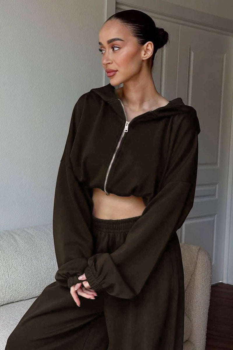 Loose Fit Hoodie Cinched Waist Jogger Pants Set