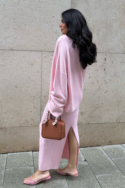 Minimalist Knit Long Sleeve Cardigan Cami Three Piece Set